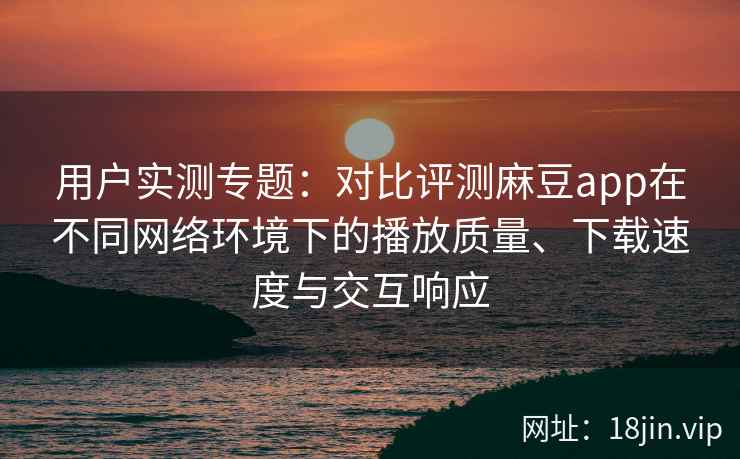 用户实测专题：对比评测麻豆app在不同网络环境下的播放质量、下载速度与交互响应