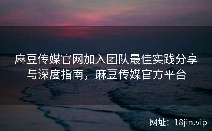 麻豆传媒官网加入团队最佳实践分享与深度指南，麻豆传媒官方平台  第2张