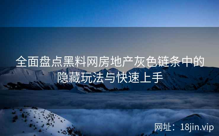 全面盘点黑料网房地产灰色链条中的隐藏玩法与快速上手