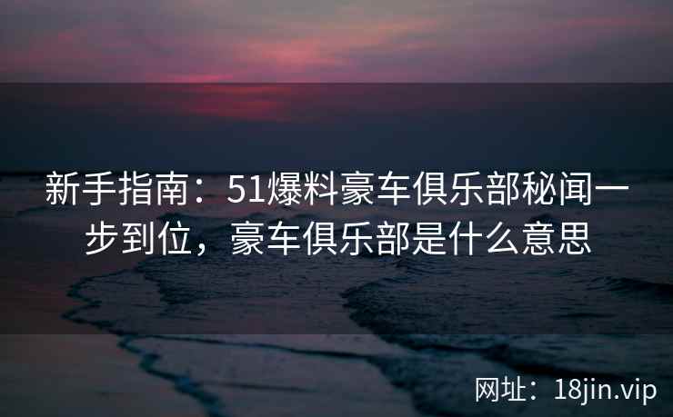 新手指南：51爆料豪车俱乐部秘闻一步到位，豪车俱乐部是什么意思  第2张